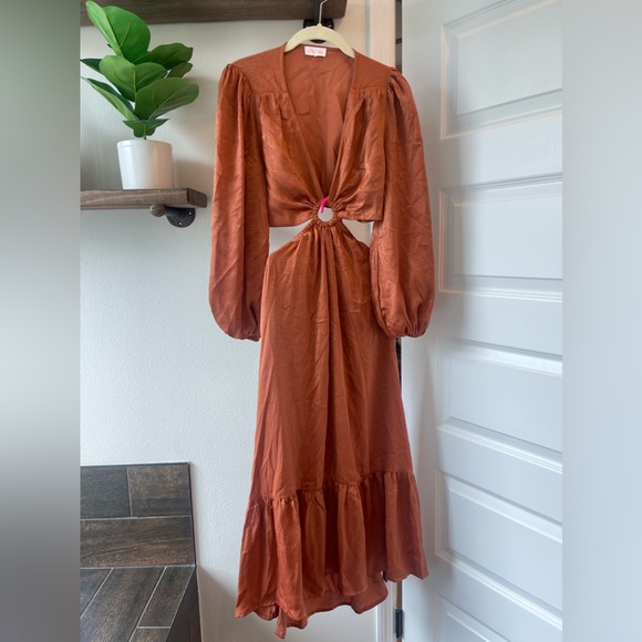 🍓Pink Lily rust cut out maxi dress size S🍓 - Picture 3 of 7